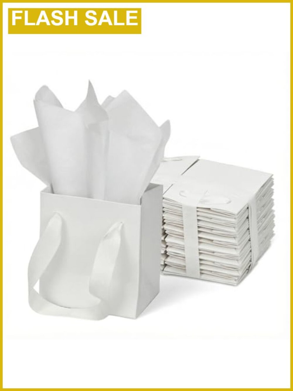 6 Pack Mini White Gift Bags with Tissue Paper, Cardboard, 4x2.8x4.5 Inch